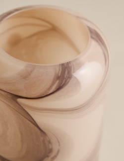 Marble Effect Glass Cylinder Vase
