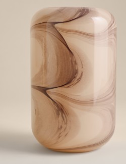 Marble Effect Glass Cylinder Vase