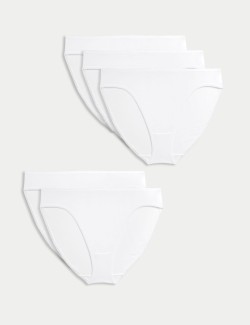 5pk Pure Cotton High Leg Knickers