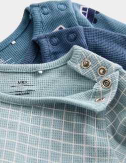 Body z čisté bavlny s dlouhými rukávy a auty, 3 ks v balení (0 – 3 roky)