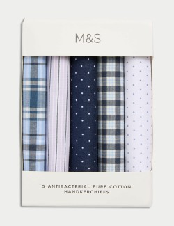 5pk Pure Cotton Patterned Handkerchiefs