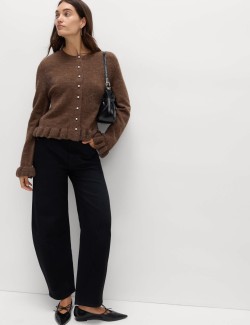 Textured Frill Detail Cardigan with Wool