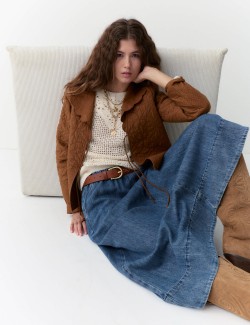 Midi sukně s vysokým obsahem bavlny