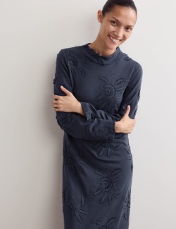 Pure Cotton Embroidered Midi Dress