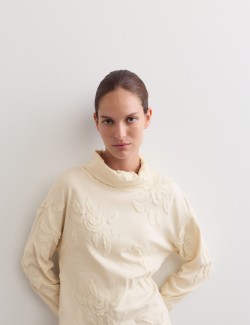 Pure Cotton Floral Embroidered Sweatshirt