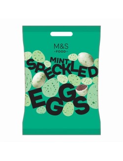 Mini vajíčka z mléčné čokolády s kropenatou cukrovou krustou s mátovou příchutí