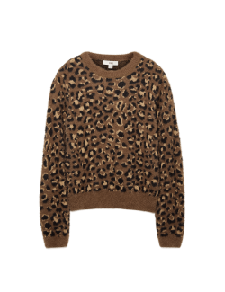 Animal Print Crew Neck Cropped Jumper