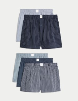 5 Pack Pima Cotton Rich Striped Woven Boxers