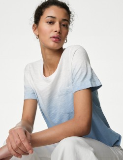 Tričko z čisté bavlny s ombré efektem