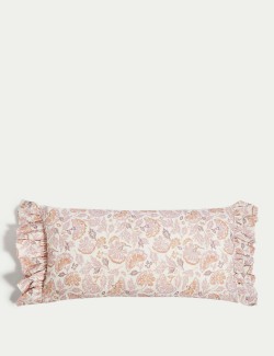 Cotton with Linen Floral Bolster Cushion