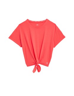 Scoop Neck Tie Front Relaxed Cropped Top