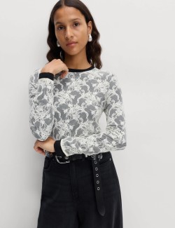 Lace Jersey Long Sleeve Top