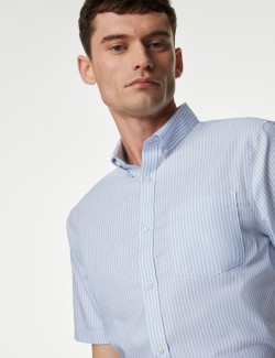 Pruhovaná košile normálního střihu z čisté bavlny s nežehlivou úpravou