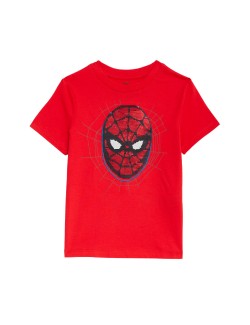 Pure Cotton Sequin Spider-Man™ T-Shirt (2-8 Yrs)