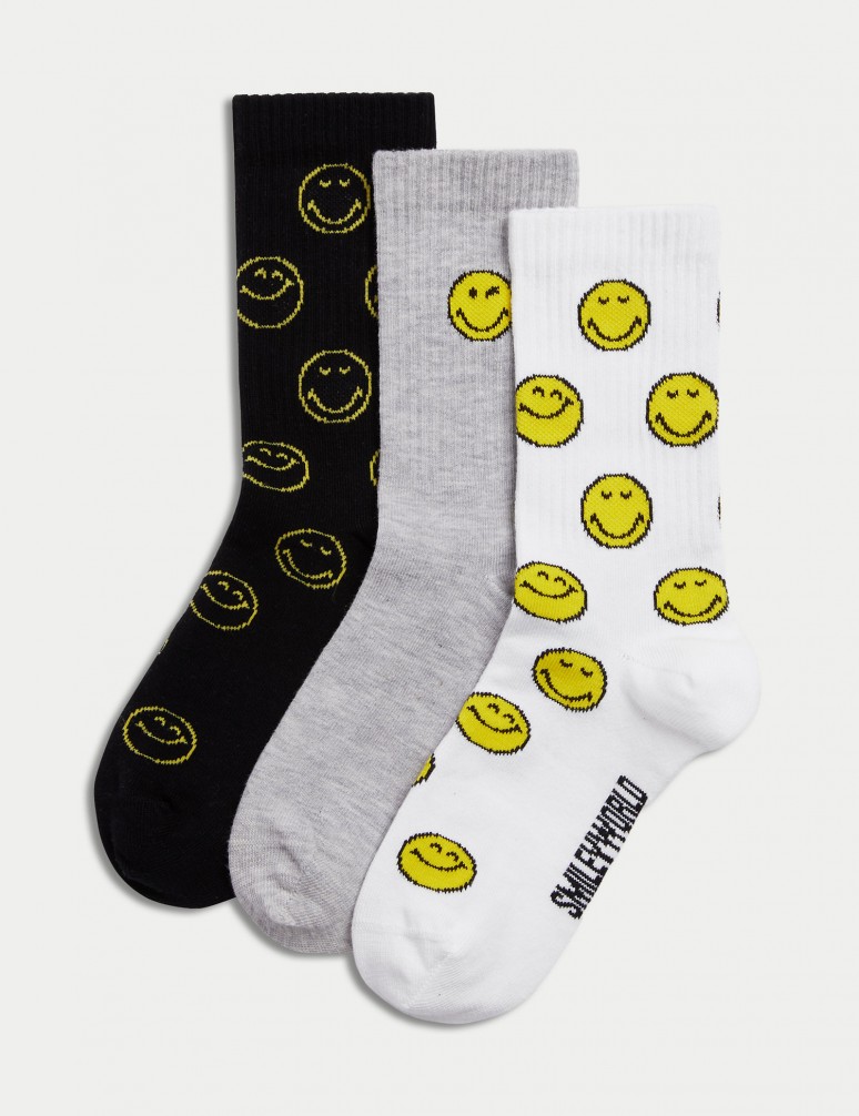 Cotton Blend SmileyWorld® Socks (8.5 Small - 7 Large)