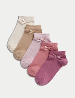 Nízké ponožky Trainer Liners™ s mašlí a vysokým podílem bavlny, sada 5 párů