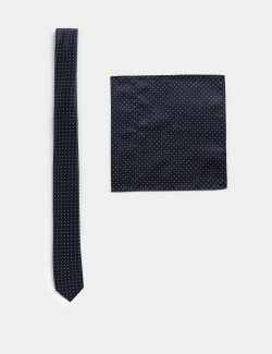 Puntíkovaná kravata a klopový kapesník