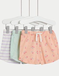 3pk Pure Cotton Elasticated Waist Shorts (0-3 Yrs)