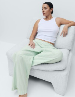 Pruhované pyžamové kalhoty se širokými nohavicemi ze 100 % bavlny