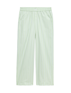 Pruhované pyžamové kalhoty se širokými nohavicemi ze 100 % bavlny