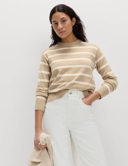 Air-Yarn Striped Crew Jumper
