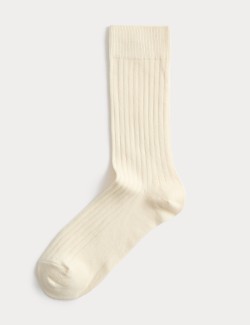 Cotton Rich Ribbed Crew Socks