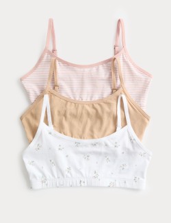 Žebrované zkrácené topy s vysokým podílem bavlny (6–16 let), 3 ks v balení