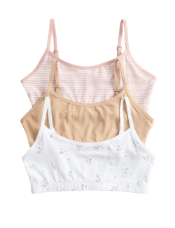 Žebrované zkrácené topy s vysokým podílem bavlny (6–16 let), 3 ks v balení