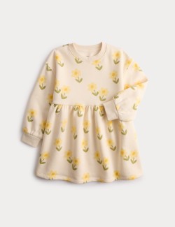 Cotton Rich Flower Print Sweatshirt Dress (2-8 Years)