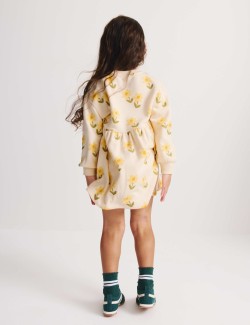 Cotton Rich Flower Print Sweatshirt Dress (2-8 Years)