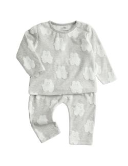 2dílný texturovaný overal s vysokým obsahem bavlny (0-12 měsíců)