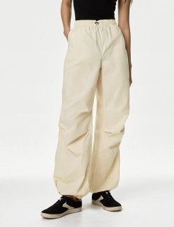 Pure Cotton Drawstring Parachute Trousers