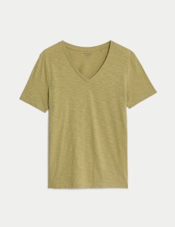 Přiléhavé tričko z čisté bavlny pro každodenní nošení, s výstřihem do V