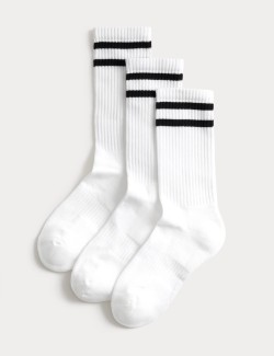 3 Pack Cotton Rich Striped Ankle High Socks