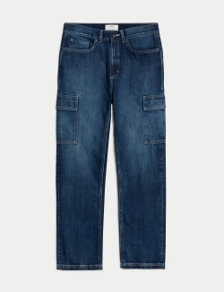 Džínové kapsáčové kalhoty rovného střihu