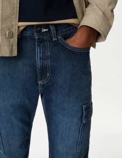 Džínové kapsáčové kalhoty rovného střihu