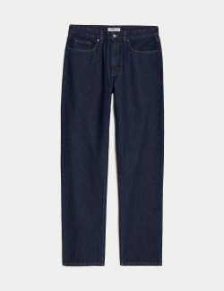 Straight Fit Pure Cotton Flat Front Jeans