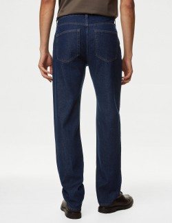 Straight Fit Pure Cotton Flat Front Jeans