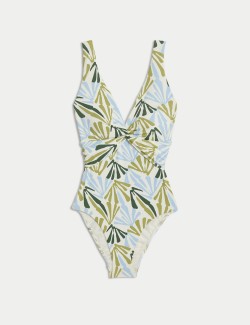 Tummy Control Printed Plunge Swimsuit