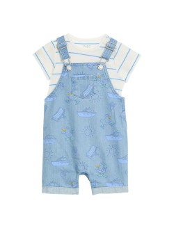 Denim Printed Dungaree Outfit (0 Mths-3 Yrs)