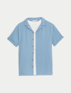 Dvoudílná sada trička a košile, s vysokým podílem bavlny (6–16 let)