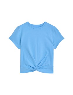 Tričko s vysokým podílem bavlny a překřížením vepředu (6–16 let)