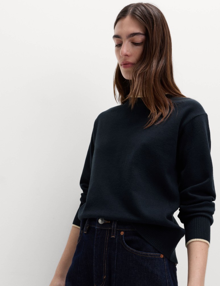 Air-Yarn Tipped Crew Neck Jumper