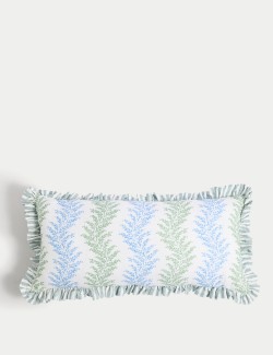 Cotton with Linen Leaf & Striped Bolster Cushion