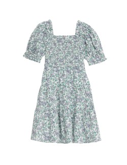 Nabírané květované šaty Mini Me, z čisté bavlny (2–8 let)