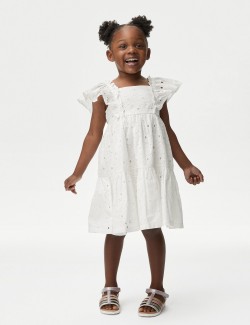Nabírané šaty z čisté bavlny (2–8 let)