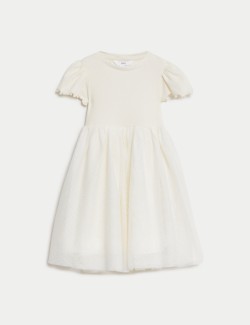 Cotton Rich Tulle Spotted Dress (2-8 Yrs)