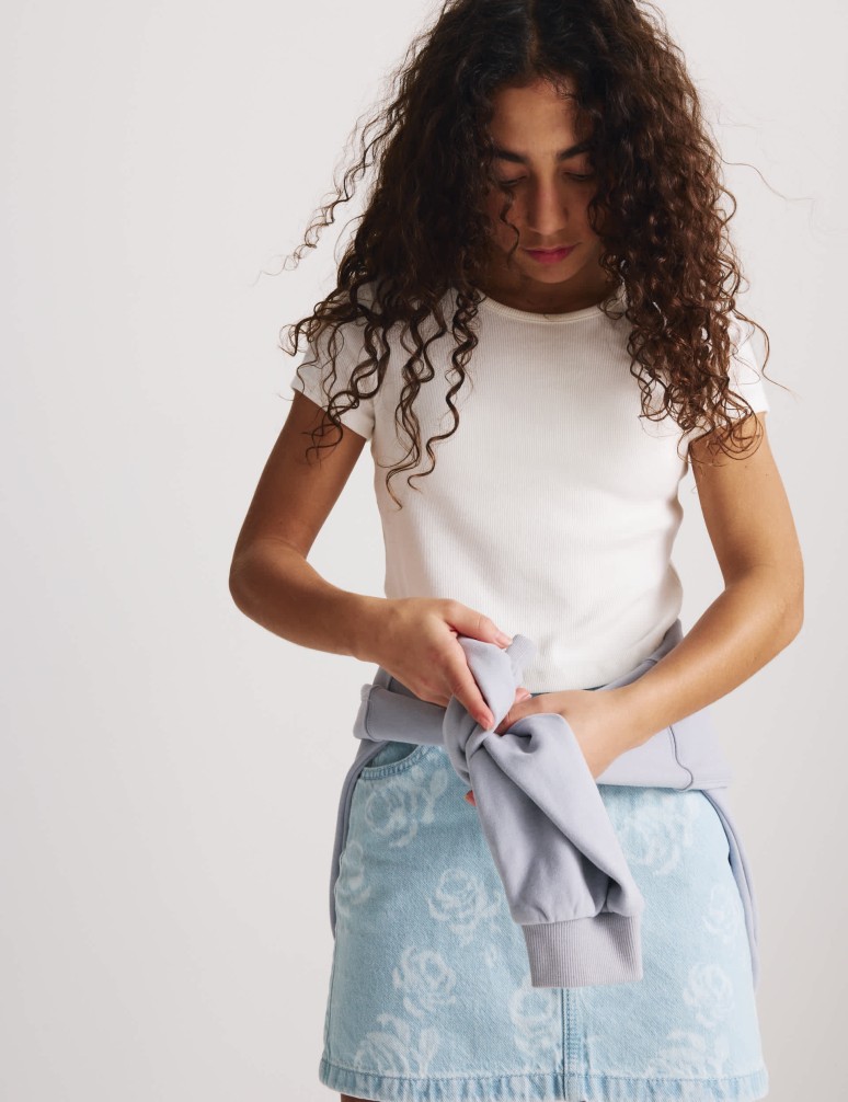 Pure Cotton Floral Denim Skirt (2-16 Yrs)