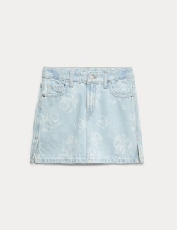 Pure Cotton Floral Denim Skirt (2-16 Yrs)