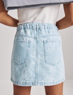 Pure Cotton Floral Denim Skirt (2-16 Yrs)